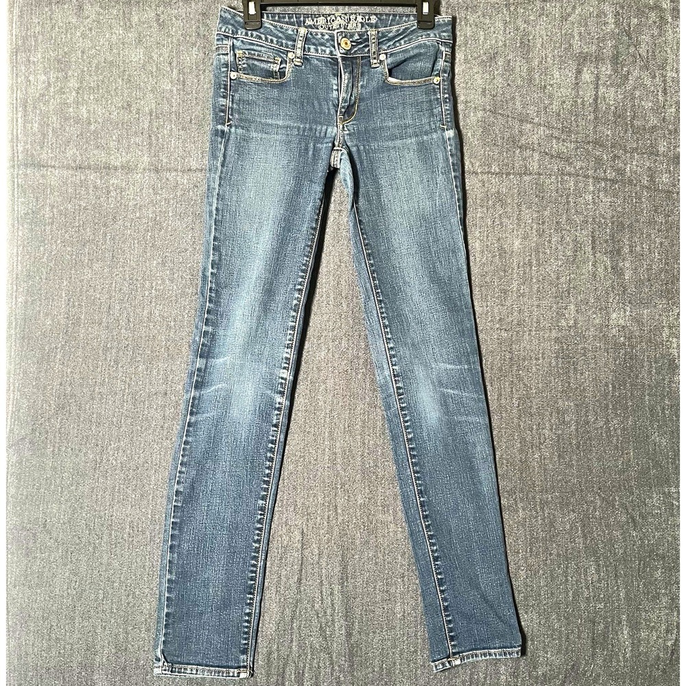 American Eagle Outfitters Womens 2 Skinny Blue Medium Wash Stretch Low Rise